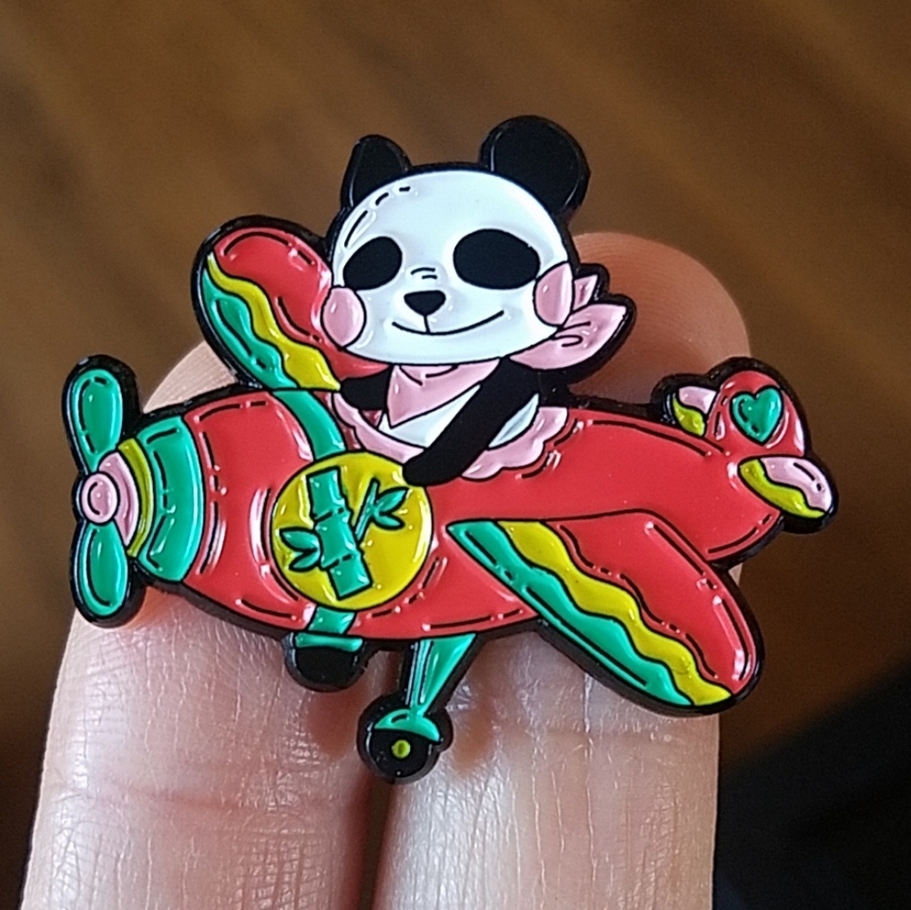*2 for $13* Happy Pilot Panda Airplane Pin